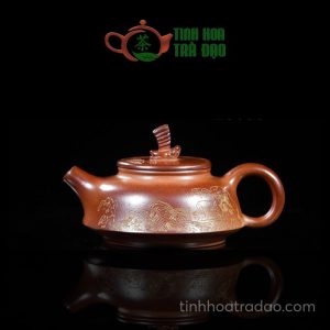 Ấm Tử Sa Miêu Kim Thuận Buồm Xuôi Gió Men Lạnh Hoàng Kim Nung Lửa 280ml - ATS117