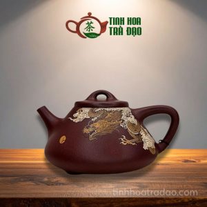 Ấm Tử Sa Thạch Biều Vẽ Rồng Đáy Tào Thanh 300ml - ATS128