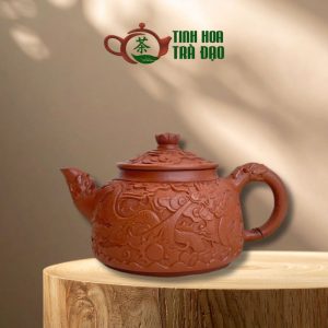 Ấm Tử Sa Đức Chung Điêu Khắc Rồng Lão Đại Hồng Bào 280ml - ATS129