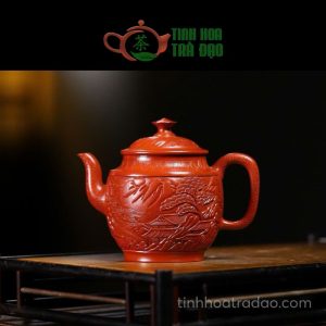 Ấm Tử Sa Cung Đăng Điêu Khắc Sơn Thủy Lão Đại Hồng Bào 280ml - ATS132