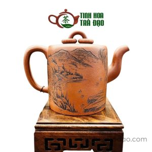 Alternative view of Ấm Tử Sa Song Quyên Sơn Thủy Đáy Tào Thanh 300ml - ATS146