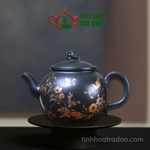 Ấm Tử Sa Thạch Hồ Đông Đình Hoa Điểu Mặc Lục Nê 130ml ATS154