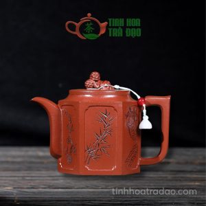 Ấm Tử Sa Lục Phương Tứ Quân Tử Mai Lan Cúc Trúc Giáng Pha Nê 300ml - ATS155