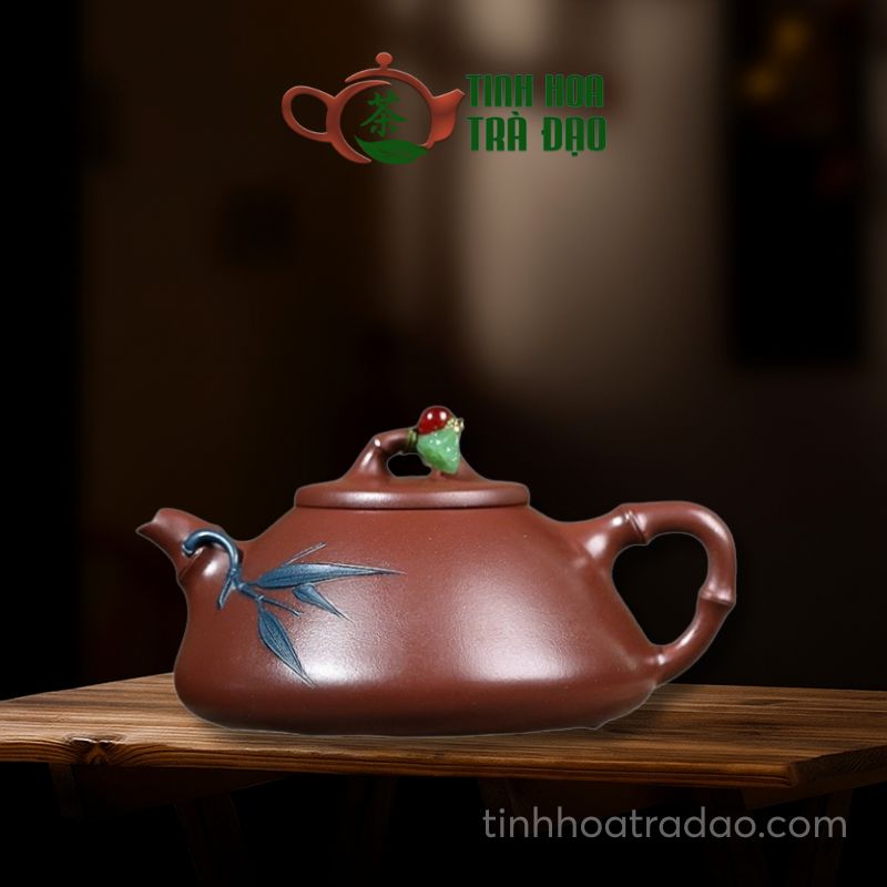 Ấm Tử Sa Thạch Biều Trúc Ảnh Đáy Tào Thanh 230ml - ATS160