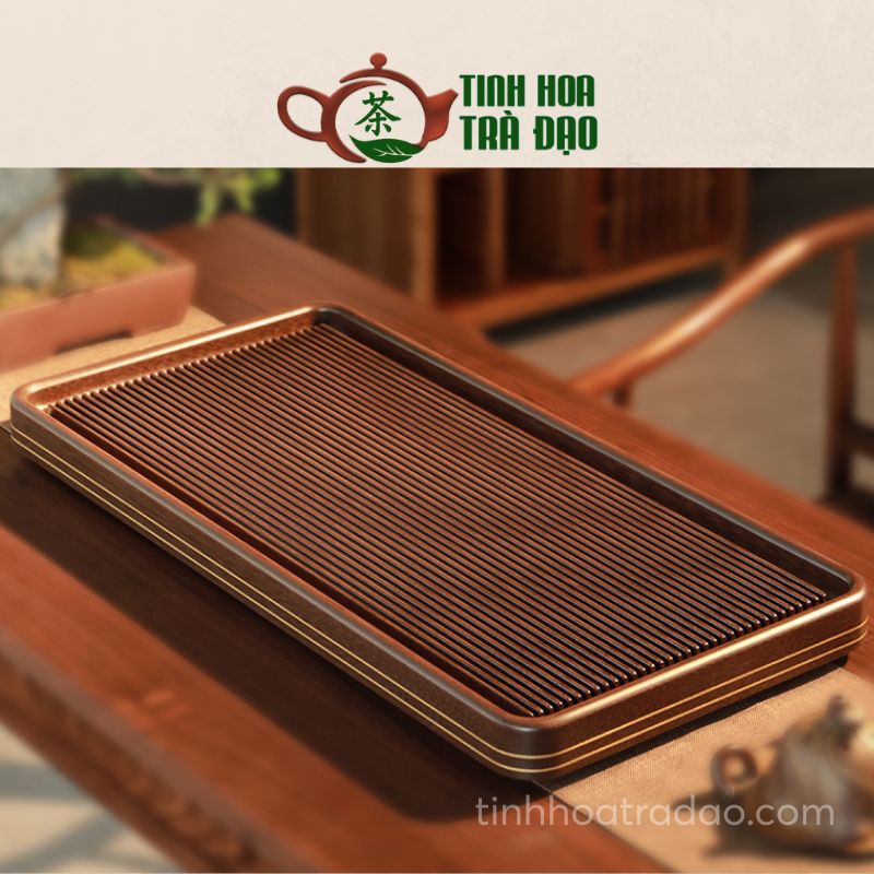 Khay Trà Bakelite Màu Nâu Viền Vàng 100x40x5cm - KTG04
