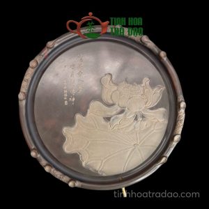 Khay Trà Tròn Nê Hưng Khắc Liên Hoa Cát Tường ĐK 42cm - KTNH04
