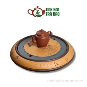 Khay Trà Tròn Tử Sa Trúc Báo Bình An ĐK 36cm - KTS01