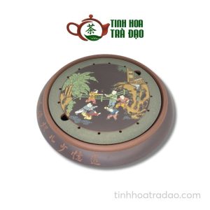Khay Trà Tròn Tử Sa Tử Tôn Mãn Đường ĐK 31cm - KTS02