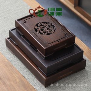 Alternative view of Khay Trà Tre Chữ Nhật Điêu Khắc Cỡ Nhỏ 37x25x6cm - KTT05