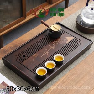 Khay Trà Tre Họa Tiết Mai Tước Cỡ Trung 50x30x6cm - KTT13