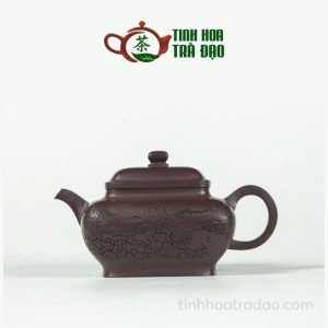 Ấm Tử Sa Tứ Phương Khắc Sơn Thủy Lão Tử Nê 270ml - ATS045