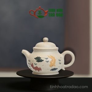 Ấm Tử Sa Phan Hồ Đắp Nổi Song Ngư Bạch Đoạn Nê 200ml - ATS049