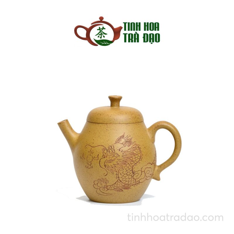 Ấm Tử Sa Văn Đán Dáng Cao Khắc Rồng Hoàng Kim Đoạn Nê 190ml - ATS050