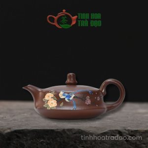 Ấm Tử Sa Khúc Hồ Vẽ Chim Hoa Đáy Tào Thanh 200ml - ATS062