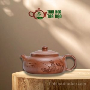 Ấm Tử Sa Trì Điếu Hàn Giang Vẽ Ẩn Sĩ Câu Cá Thiên Tinh Nê 220ml - ATS064
