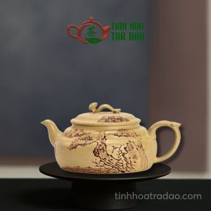 Ấm Tử Sa Thanh Tùng Như Ý Khắc Phong Cảnh Bổn Sơn Lục Nê 210ml - ATS069