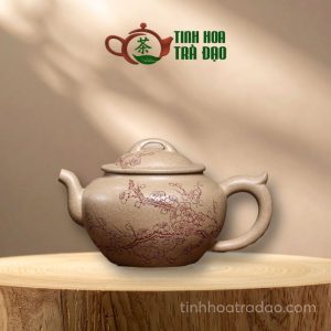 Ấm Tử Sa Tiếu Anh Khắc Hoa Xuân Thanh Đoạn Nê 280ml - ATS089