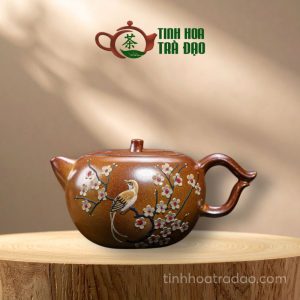 Ấm Tử Sa Bính Quả Vẽ Chim Hoa Nhiệt Cao Thanh Đoạn Nê 260ml - ATS091