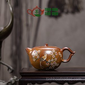 Alternative view of Ấm Tử Sa Bính Quả Vẽ Chim Hoa Nhiệt Cao Thanh Đoạn Nê 260ml - ATS091