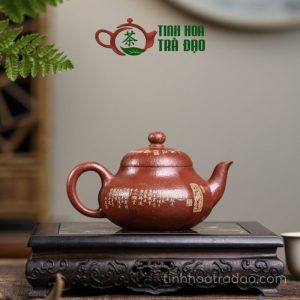 Alternative view of Ấm Tử Sa Lục Phương Quân Đức Miêu Kim Mai Hoa Hồng Giáng Pha Nê 200ml - ATS092