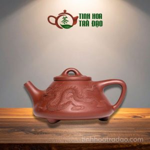 Ấm Tử Sa Thạch Biều Đắp Rồng Thủy Long Đáy Tào Thanh 300ml - ATS095