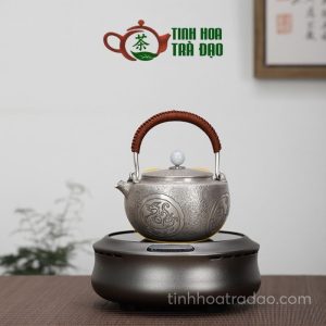 Alternative view of Ấm Đun Nước Tetsubin Bằng Bạc Nguyên Chất Mẫu Tứ Thánh Điển Công Đường 600ml - AB02