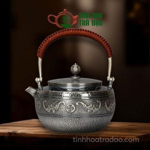 Ấm Đun Nước Tetsubin Bằng Bạc Nguyên Chất Phúc Tại Nhãn Tiền Điển Công Đường 600ml - AB03