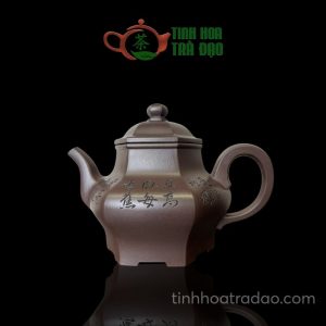 Ấm Tử Sa Lục Phương Chuyết Cầu Ngư Mục Độc Tiều 450ml - ATS172
