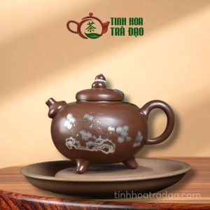 Ấm Tử Sa Tam Túc Hồ Lô Miêu Ngân Thạch Tùng Xích Kim Chu Nê 290ml - ATS178