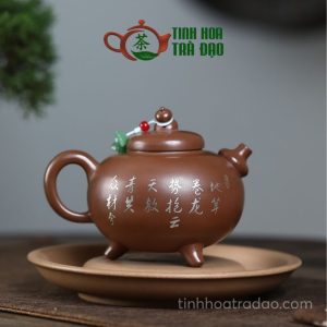 Alternative view of Ấm Tử Sa Tam Túc Hồ Lô Miêu Ngân Thạch Tùng Xích Kim Chu Nê 290ml - ATS178