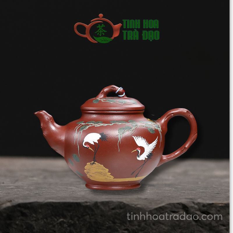 Ấm Tử Sa Báo Xuân Nhàn Vân Dã Hạc Đại Hồng Bào 300ml - ATS182