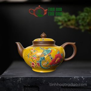 Ấm Tử Sa Tiếu Anh Hoa Ngư Phấn Tương Văn Cách Tử Nê 280ml - ATS191