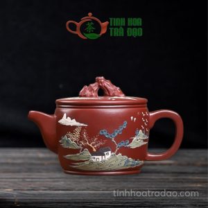 Ấm Tử Sa Hán Ngõa Thái Hồ Thạch Đắp Phong Cảnh Đại Hồng Bào 200ml - ATS216