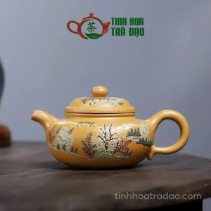 Ấm Tử Sa Phỏng Cổ Đắp Phong Cảnh Đoàn Nê 240ml - ATS218