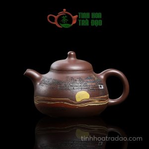Ấm Tử Sa Tam Túc Bình Hồ Thu Nguyệt Hà Cà Bì Tử Nê 430ml - ATS220