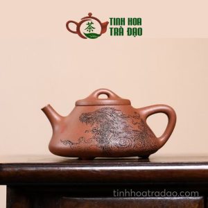 Ấm Tử Sa Thạch Biều Tử Dã Khắc Ngư Hóa Long Hoàng Giáng Pha Nê 220ml - ATS223