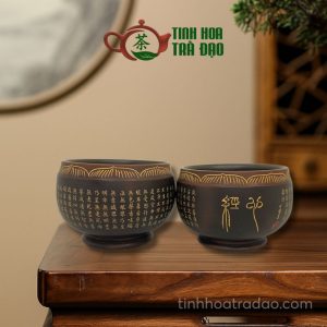 Chén Chủ Nê Hưng Khắc Bát Nhã Tâm Kinh Hoa Sen 100ml CNH02