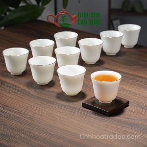 Alternative view of Chén Sứ Trắng Viền Vàng 60ml CS03