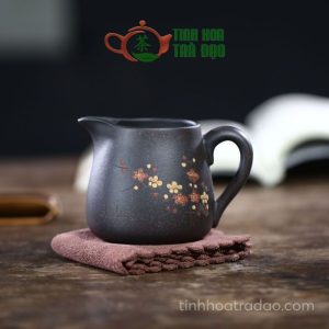 Chén Tống Tử Sa Dáng Cao Vẽ Hoa Hắc Kim Sa Nê 230ml CT24