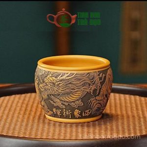 Chén Tử Sa Tứ Linh Thần Thú Quỳ Hoàng Chu Nê 160ml CTS36