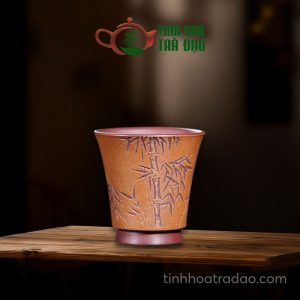 Chén Tử Sa Tiết Trúc Song Sắc Phấn Tương Đoạn Nê - Đáy Tào Thanh Thủ Công Toàn Phần CTS42