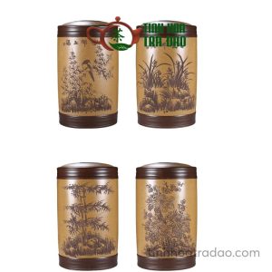 Alternative view of Hũ Trà Tử Sa Size Đại Đựng 17 Bánh Trà Phổ Nhĩ Khắc Mai Lan Cúc Trúc 47x28cm HT05