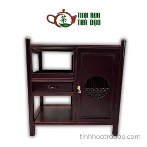 Kệ Trà Di Động Gỗ Hương Lào 3 Tầng 1 Ngăn Kéo Cao Cấp 45x68x70cm - KTDD02