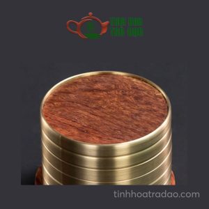 Alternative view of Bộ Lót Chén Tròn Gỗ Hương Dáng Tròn Viền Đồng - LC02
