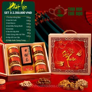 Set Quà Tặng Mừng Xuân Phát Lộc Hộp Gỗ 7 Món - QUA03