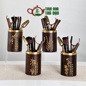 Alternative view of Bộ Dụng Cụ Pha Trà Mai Lan Cúc Trúc Bằng Gỗ Viền Đồng 6 Món - TC02
