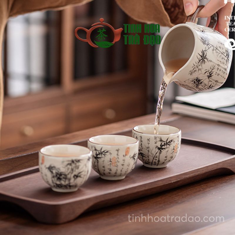 Bộ Ấm Trà Gốm Sứ Cao Cấp Sang Trọng 10 Món Phong Cách Thủy Mặc - Ảnh 13